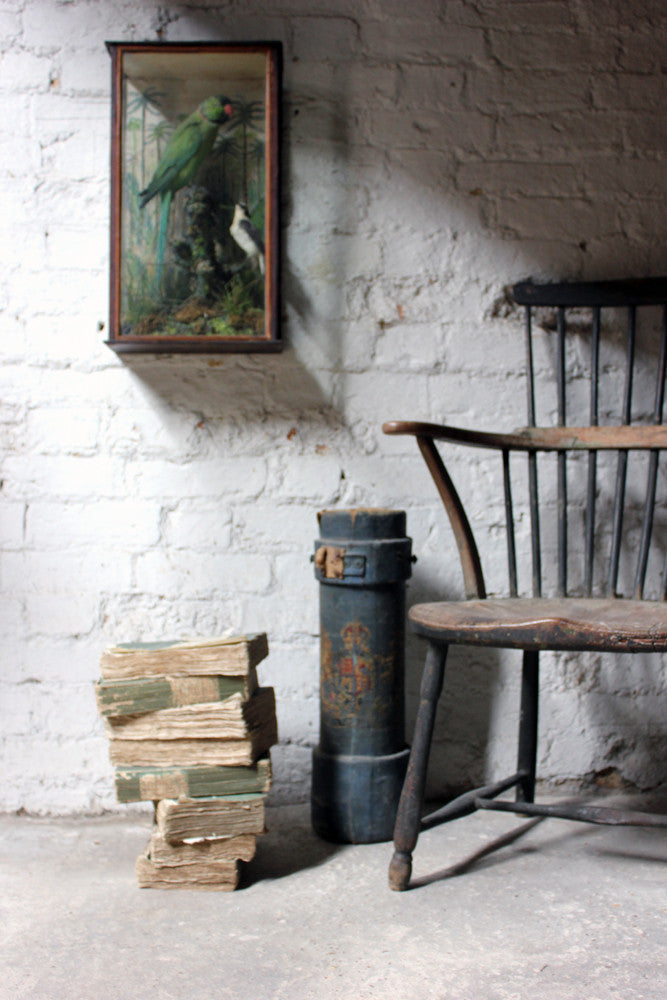 A Decorative c.1900 Blue Canvas Cylindrical Royal Artillery Shell Carrier