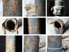 A Decorative c.1900 Blue Canvas Cylindrical Royal Artillery Shell Carrier