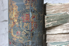 A Decorative c.1900 Blue Canvas Cylindrical Royal Artillery Shell Carrier