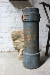 A Decorative c.1900 Blue Canvas Cylindrical Royal Artillery Shell Carrier