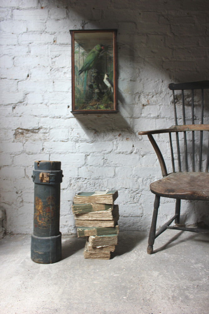 A Decorative c.1900 Blue Canvas Cylindrical Royal Artillery Shell Carrier