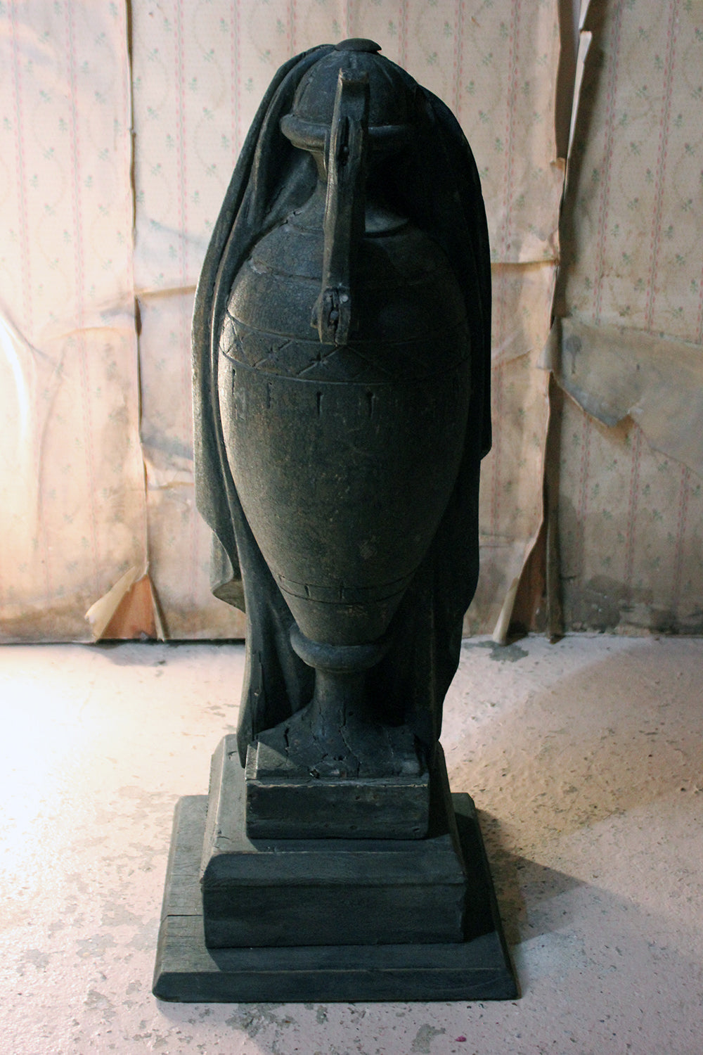 A Carved & Painted Pine George III Period Mourning Monument Urn c.1800