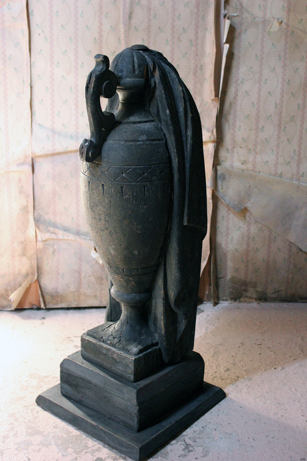 A Carved & Painted Pine George III Period Mourning Monument Urn c.1800