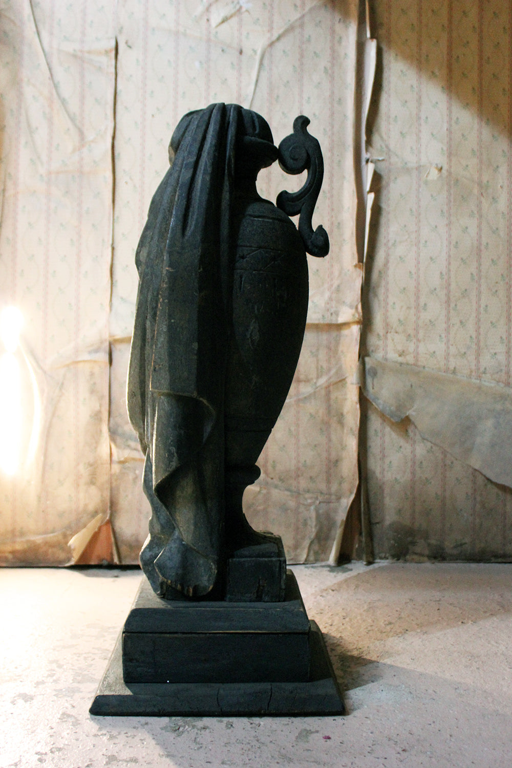 A Carved & Painted Pine George III Period Mourning Monument Urn c.1800