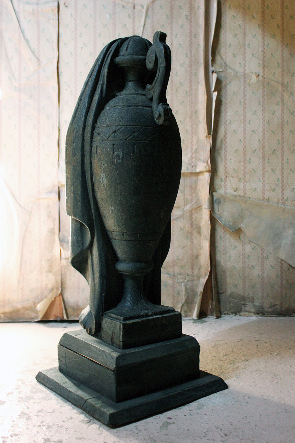 A Carved & Painted Pine George III Period Mourning Monument Urn c.1800