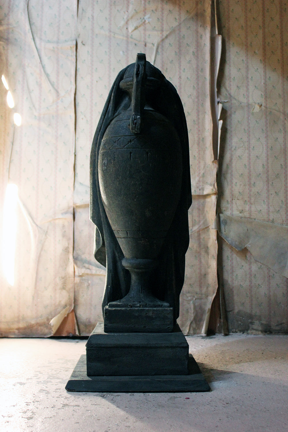 A Carved & Painted Pine George III Period Mourning Monument Urn c.1800