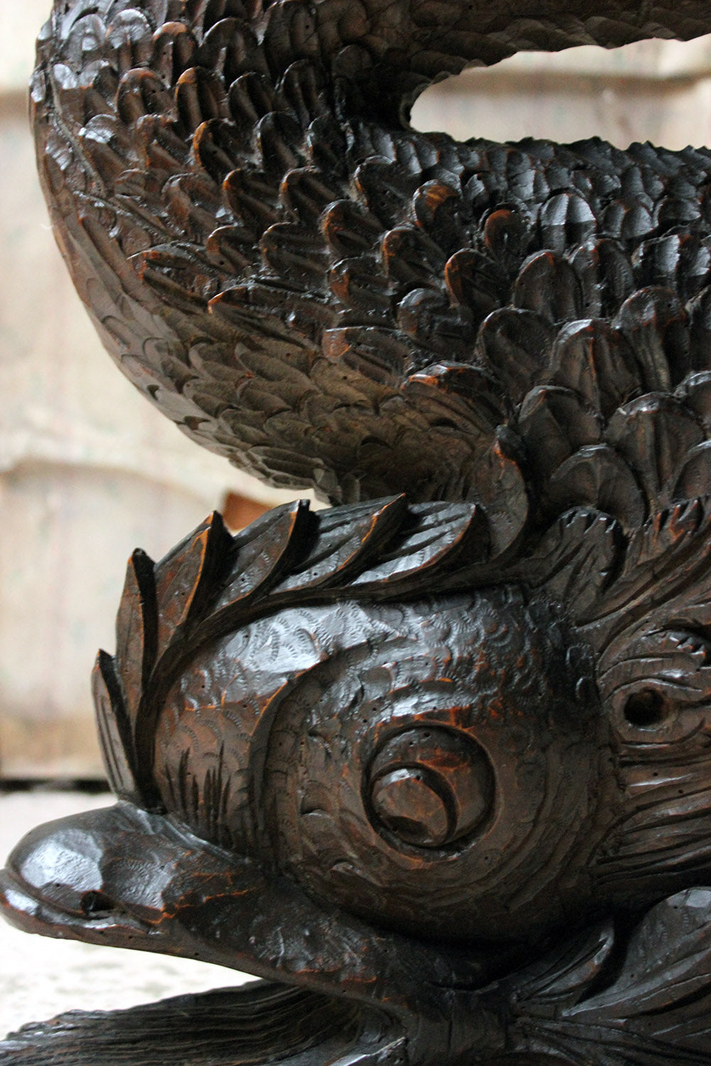 A 19thC Renaissance Revival Carved Oak Architectural Dolphin Side Table c.1870-90