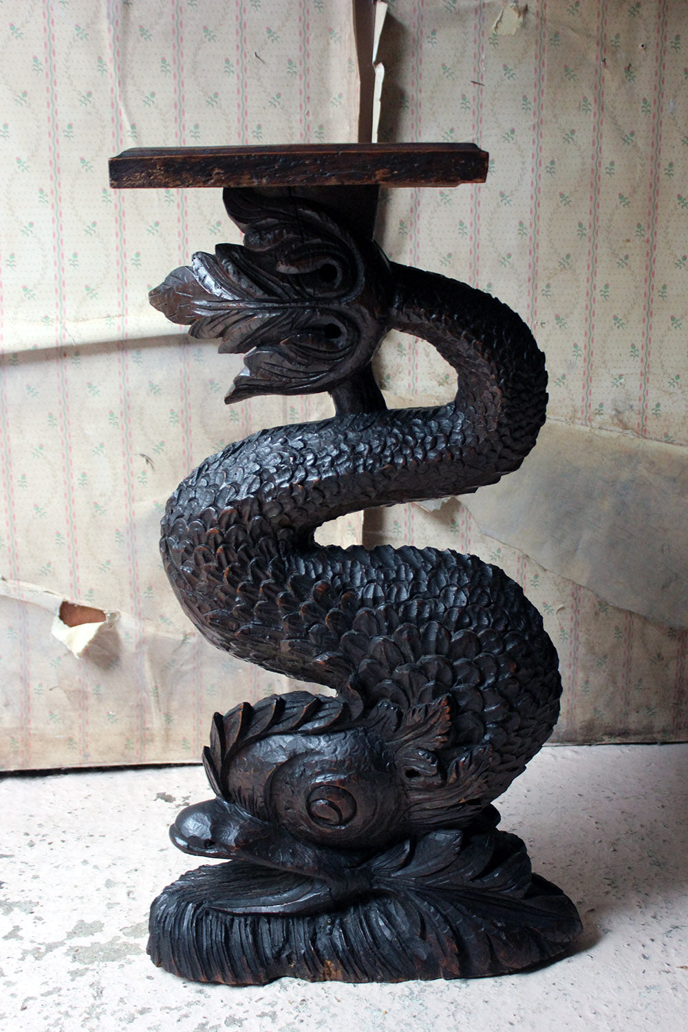 A 19thC Renaissance Revival Carved Oak Architectural Dolphin Side Table c.1870-90