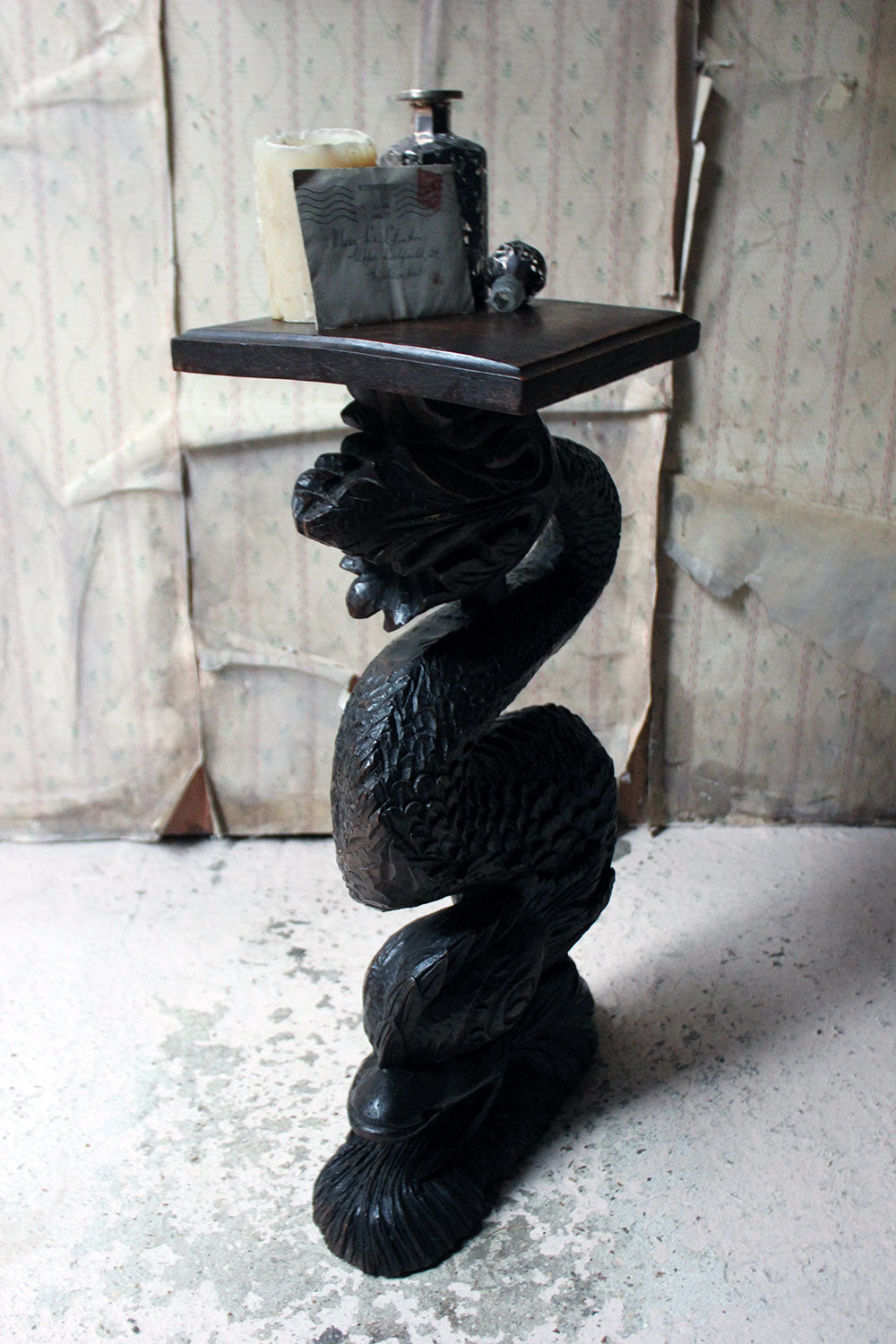 A 19thC Renaissance Revival Carved Oak Architectural Dolphin Side Table c.1870-90
