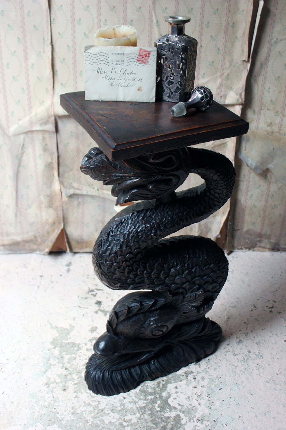 A 19thC Renaissance Revival Carved Oak Architectural Dolphin Side Table c.1870-90