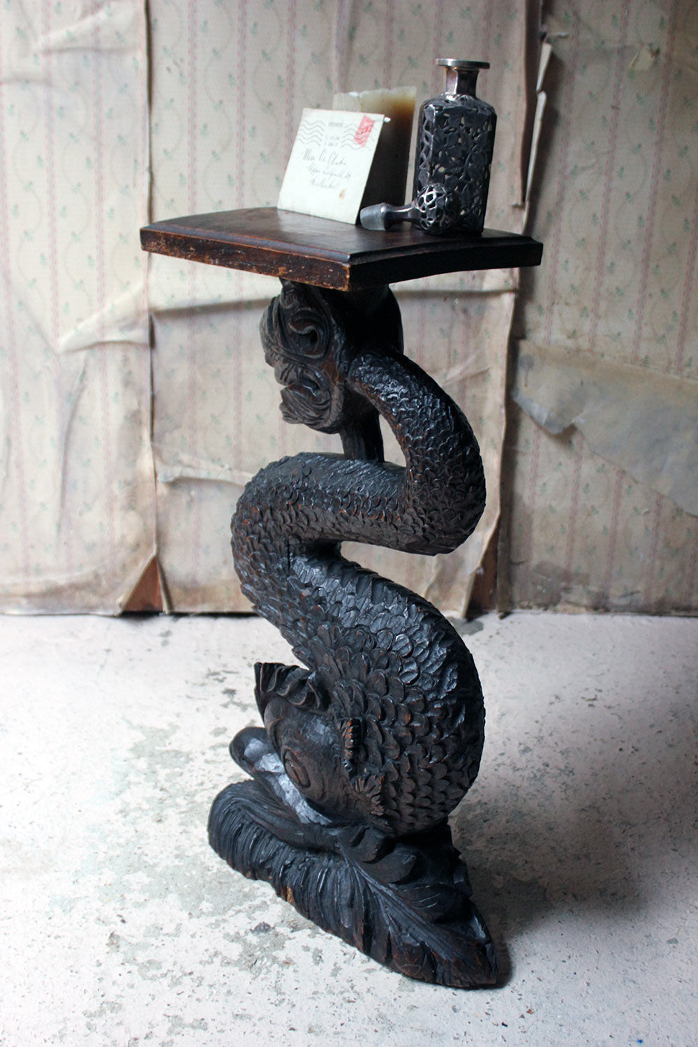 A 19thC Renaissance Revival Carved Oak Architectural Dolphin Side Table c.1870-90