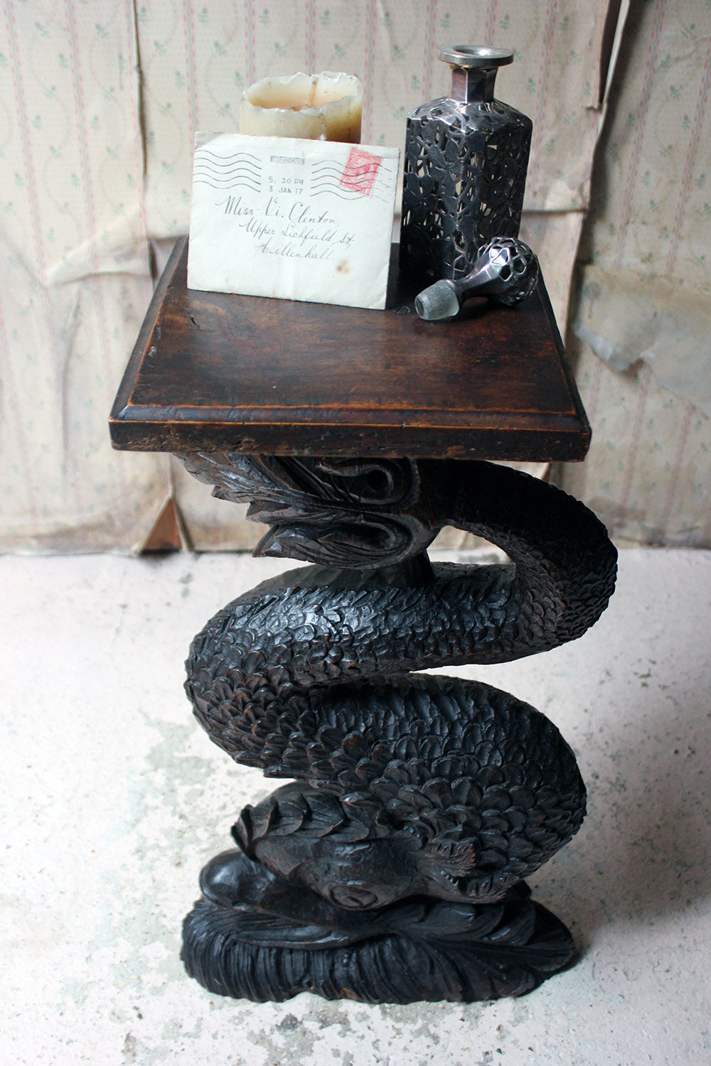 A 19thC Renaissance Revival Carved Oak Architectural Dolphin Side Table c.1870-90