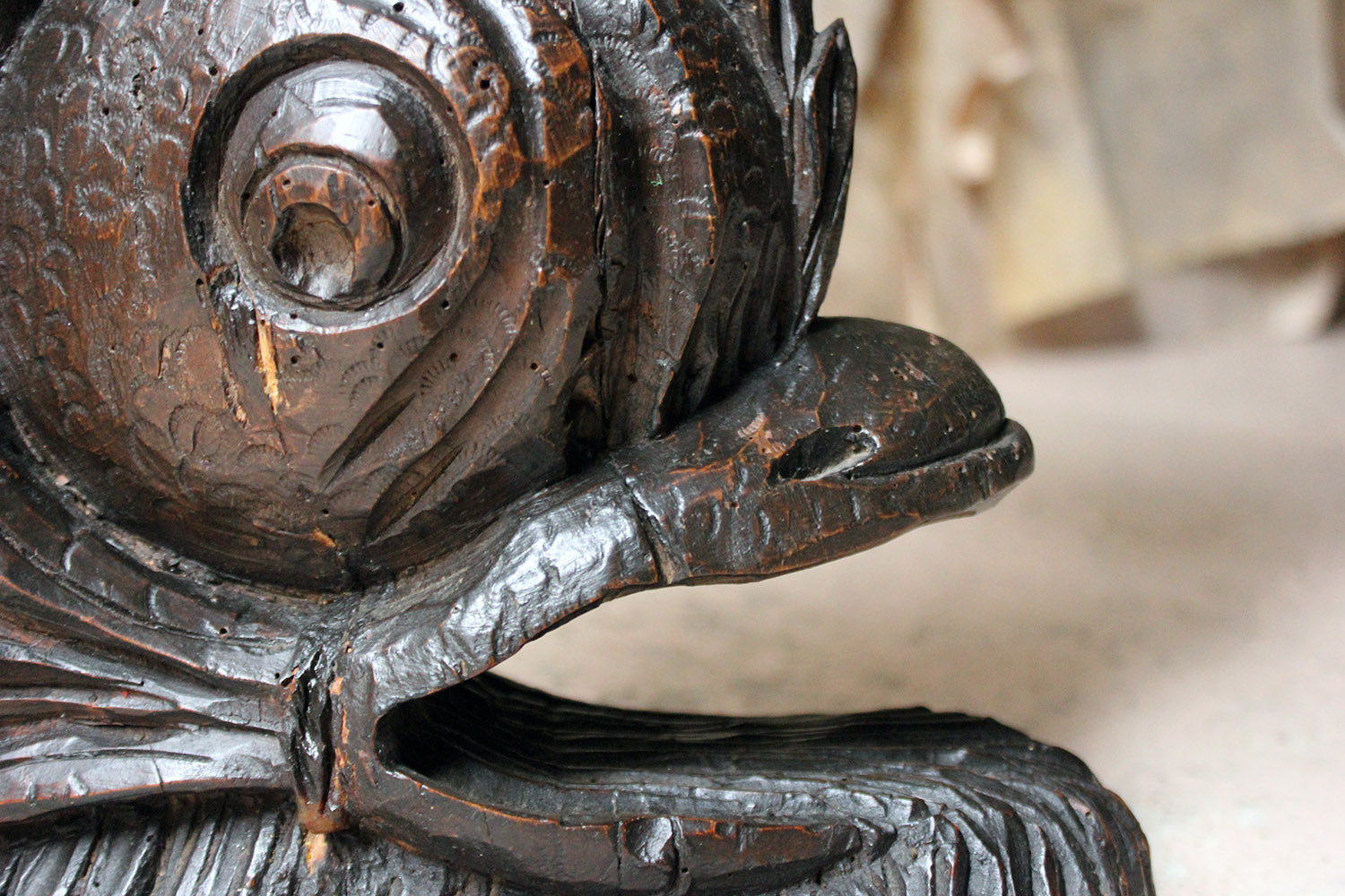 A 19thC Renaissance Revival Carved Oak Architectural Dolphin Side Table c.1870-90