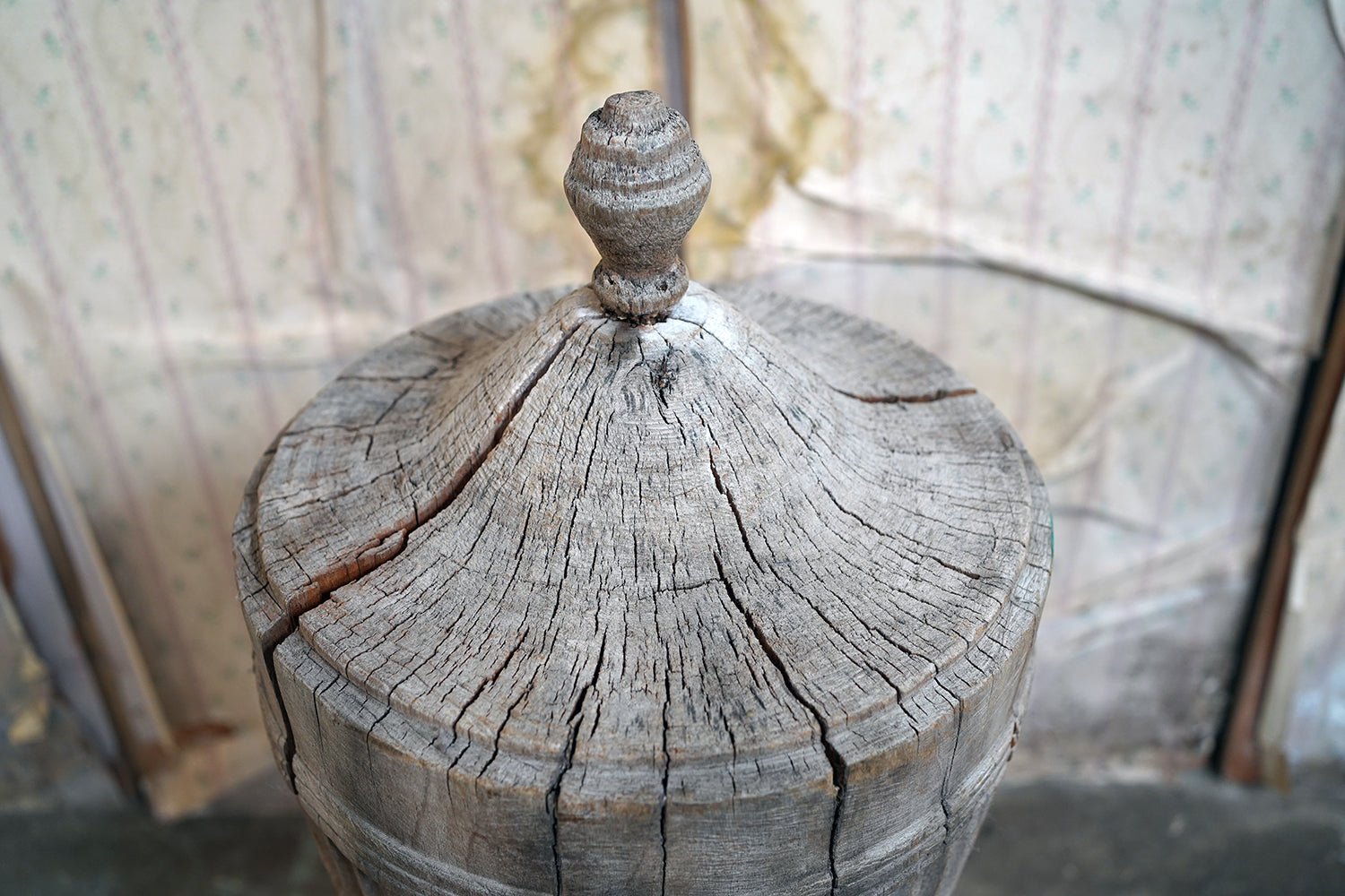 A George III Period Carved Stripped Pine Neo-Classical Architectural Urn c.1800-20