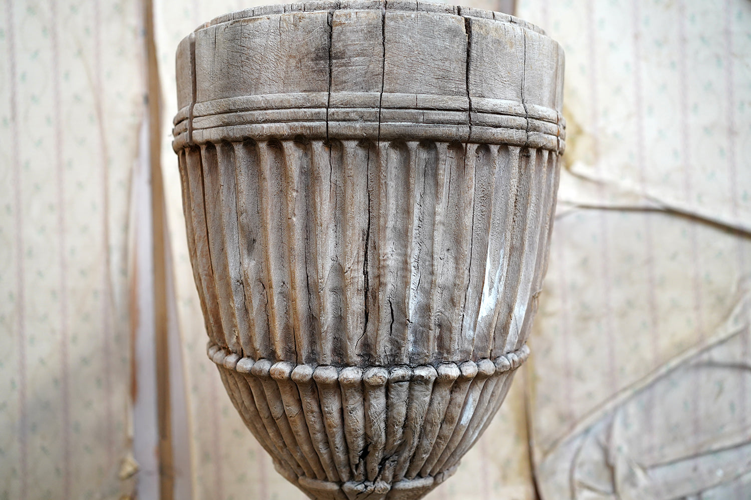 A George III Period Carved Stripped Pine Neo-Classical Architectural Urn c.1800-20