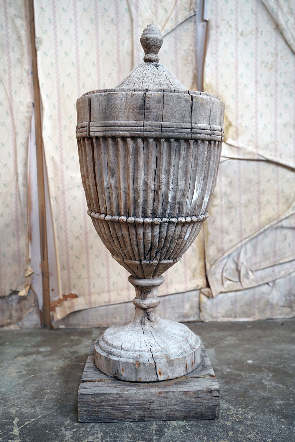 A George III Period Carved Stripped Pine Neo-Classical Architectural Urn c.1800-20