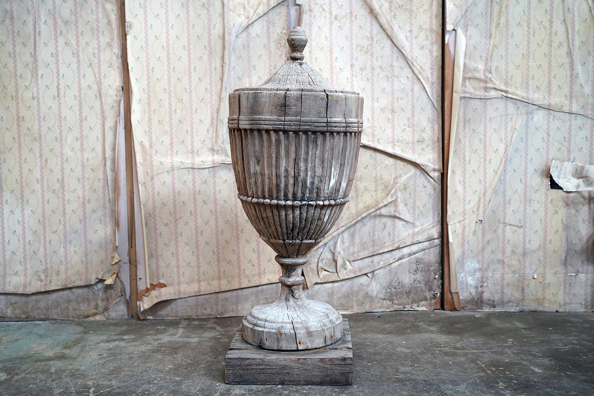 A George III Period Carved Stripped Pine Neo-Classical Architectural Urn c.1800-20