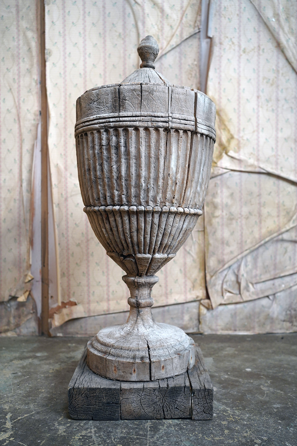 A George III Period Carved Stripped Pine Neo-Classical Architectural Urn c.1800-20