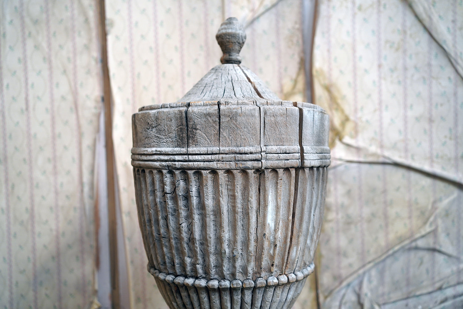 A George III Period Carved Stripped Pine Neo-Classical Architectural Urn c.1800-20