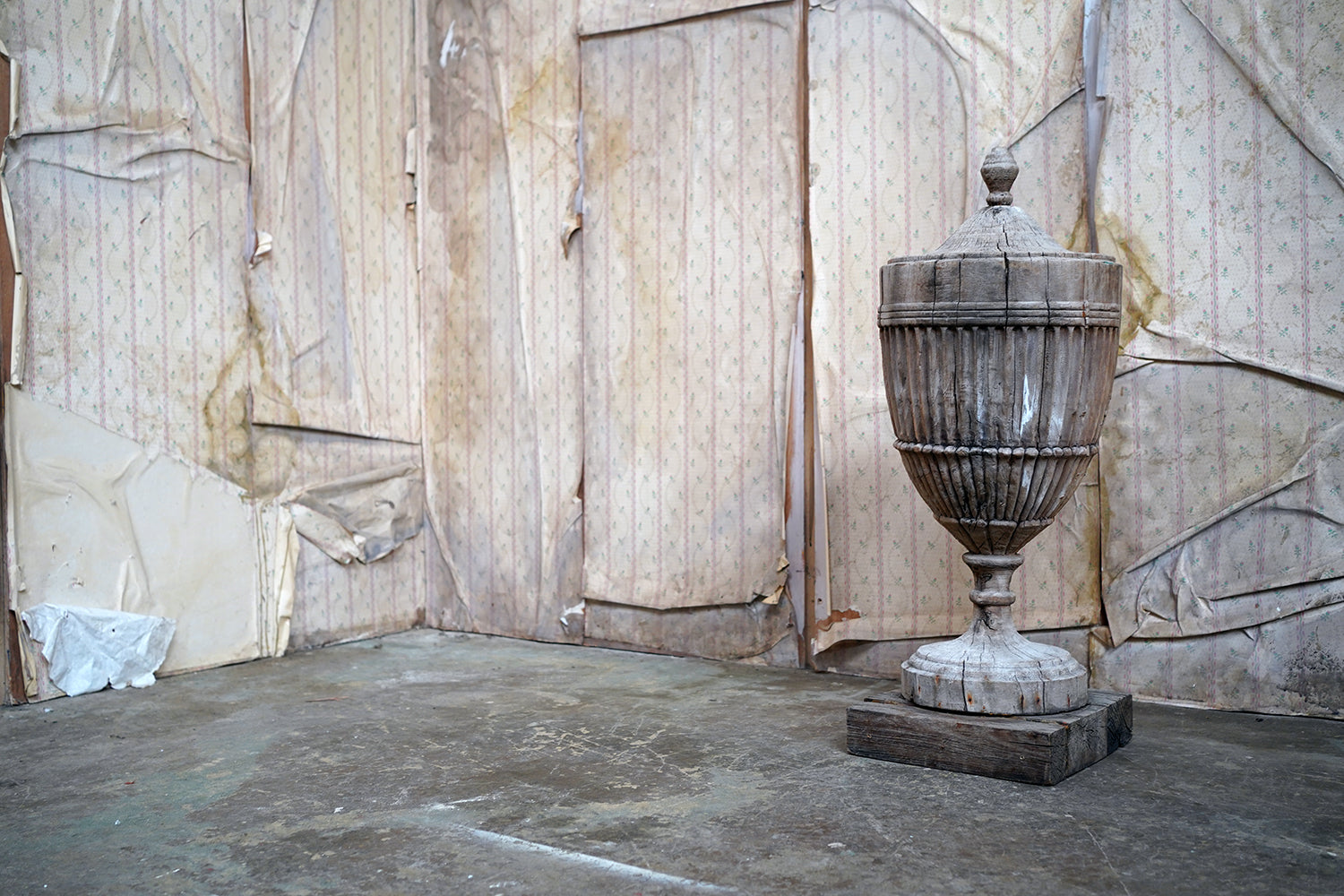 A George III Period Carved Stripped Pine Neo-Classical Architectural Urn c.1800-20