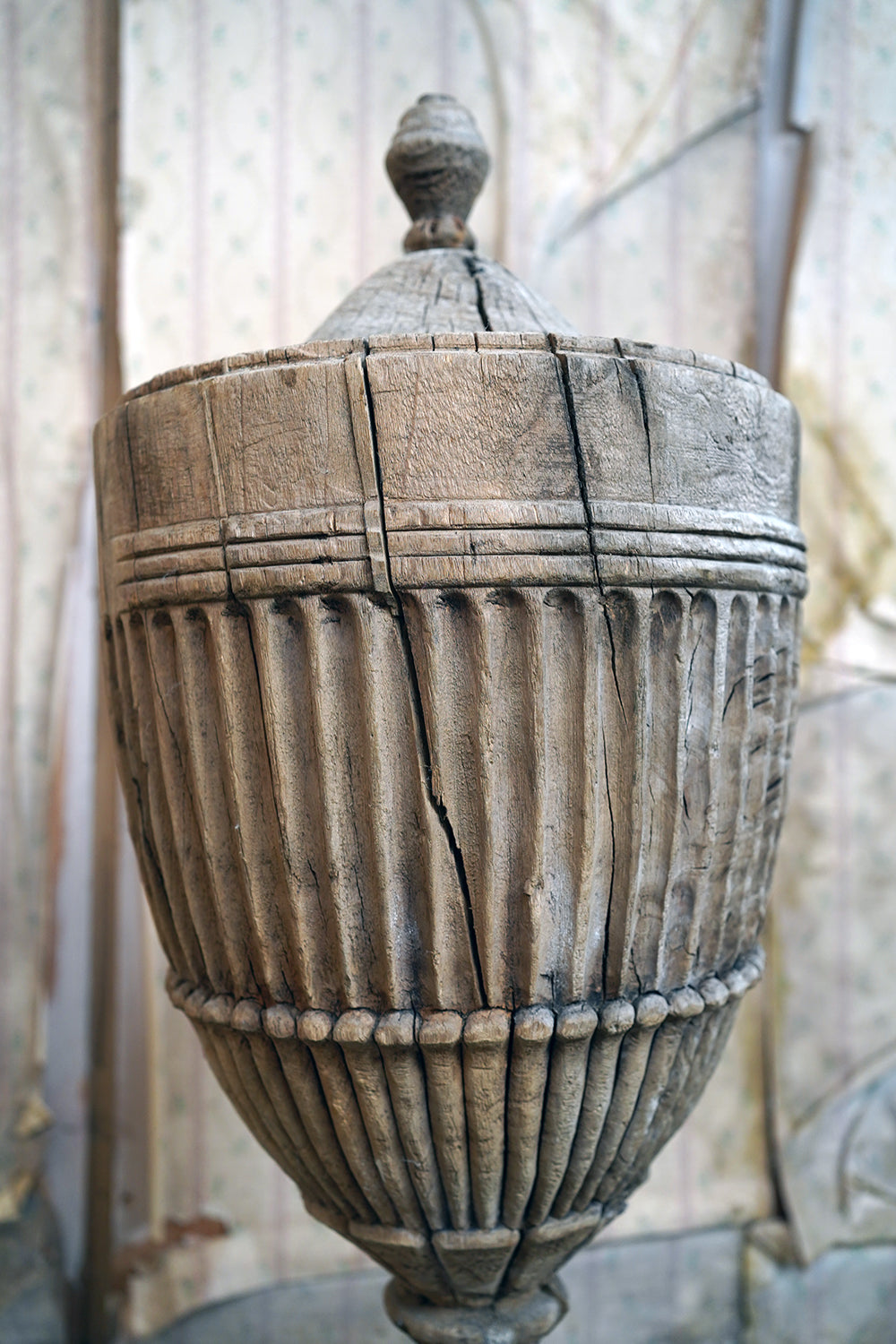 A George III Period Carved Stripped Pine Neo-Classical Architectural Urn c.1800-20