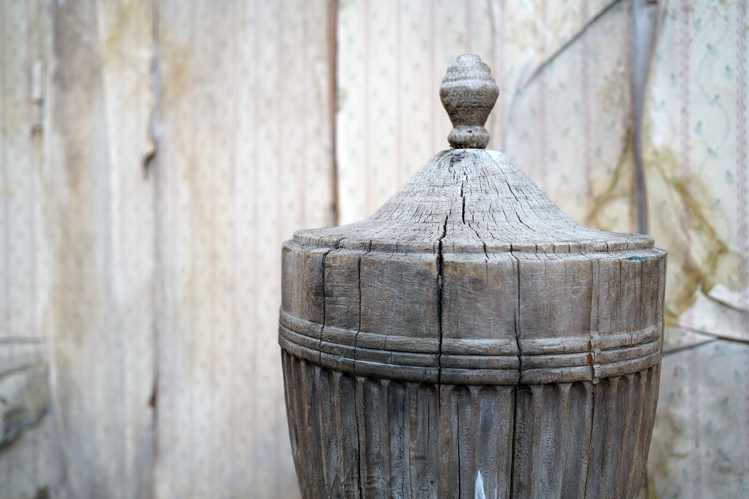 A George III Period Carved Stripped Pine Neo-Classical Architectural Urn c.1800-20