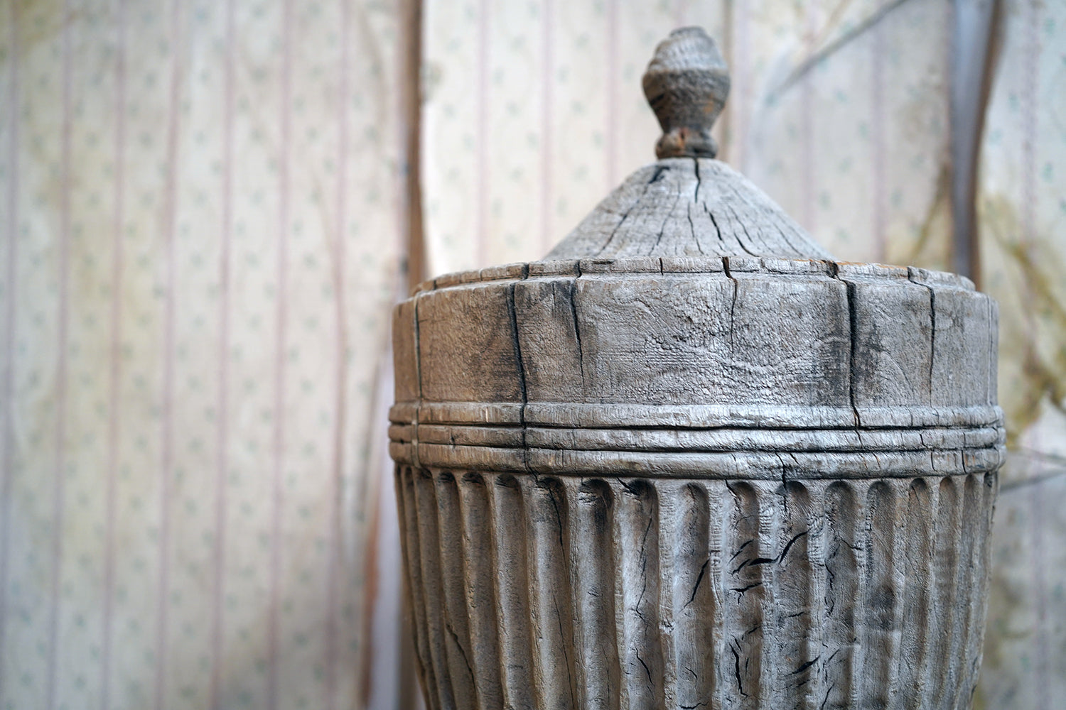 A George III Period Carved Stripped Pine Neo-Classical Architectural Urn c.1800-20
