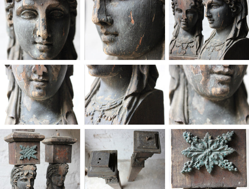 A Good Pair of Georgian Architectural Figural Pilasters in the Form of Caryatids c.1780