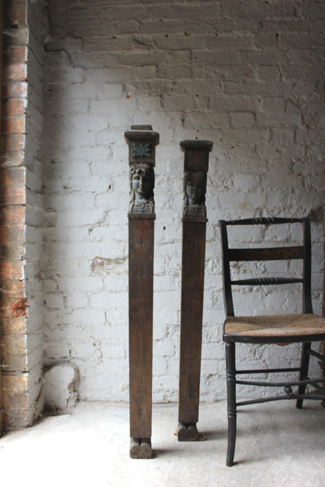 A Good Pair of Georgian Architectural Figural Pilasters in the Form of Caryatids c.1780