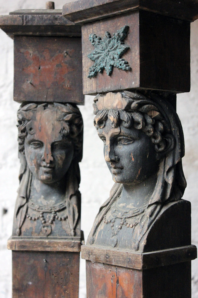 A Good Pair of Georgian Architectural Figural Pilasters in the Form of Caryatids c.1780