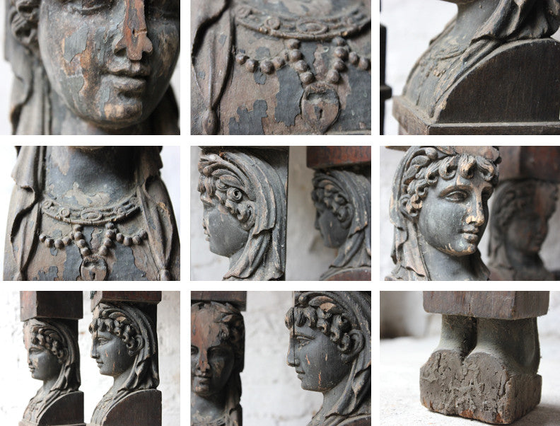 A Good Pair of Georgian Architectural Figural Pilasters in the Form of Caryatids c.1780