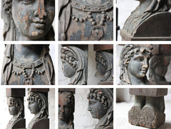 A Good Pair of Georgian Architectural Figural Pilasters in the Form of Caryatids c.1780