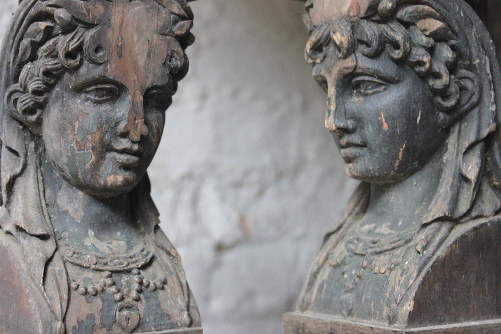 A Good Pair of Georgian Architectural Figural Pilasters in the Form of Caryatids c.1780