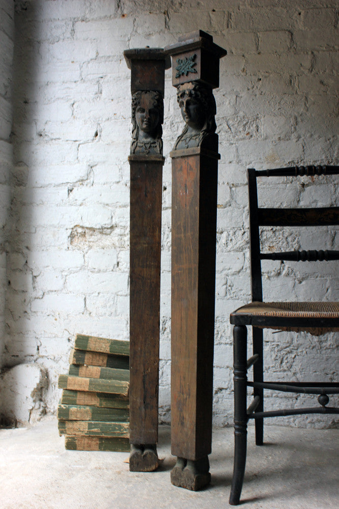A Good Pair of Georgian Architectural Figural Pilasters in the Form of Caryatids c.1780