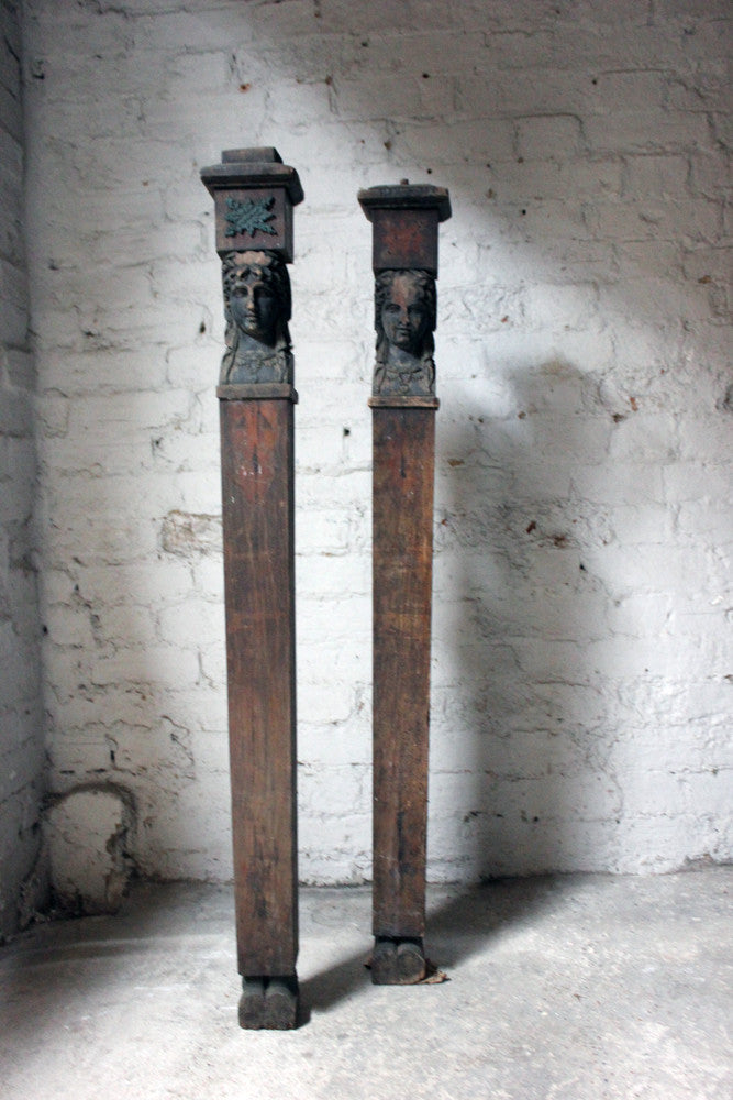 A Good Pair of Georgian Architectural Figural Pilasters in the Form of Caryatids c.1780