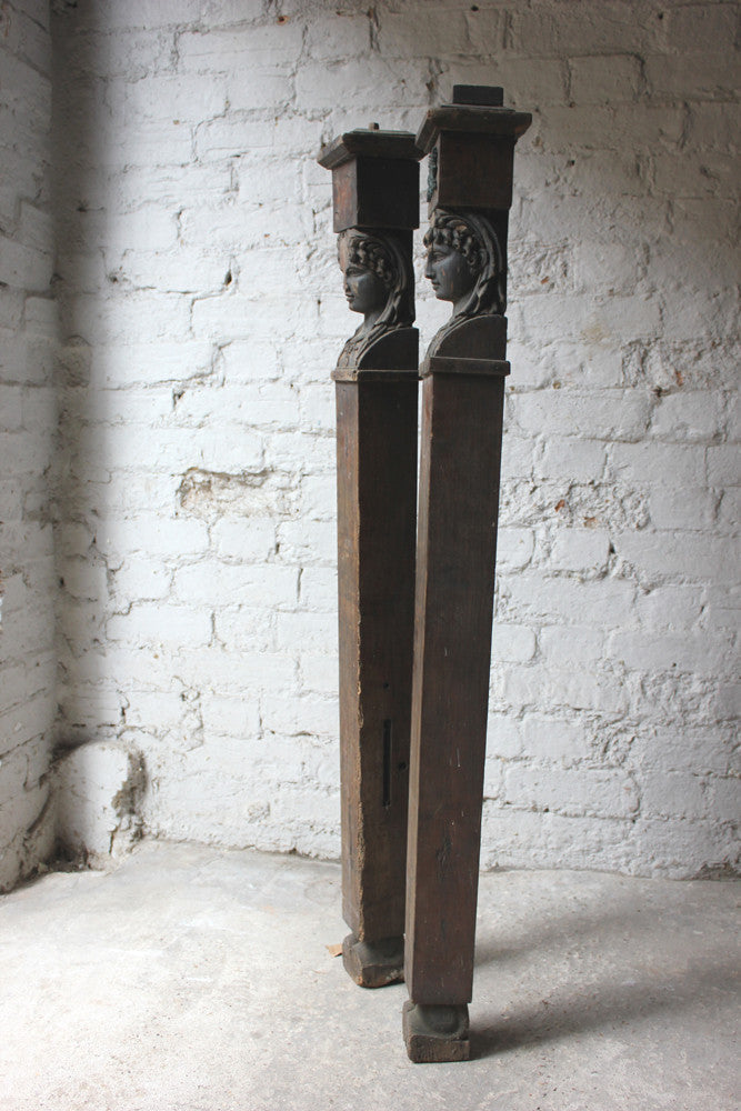 A Good Pair of Georgian Architectural Figural Pilasters in the Form of Caryatids c.1780