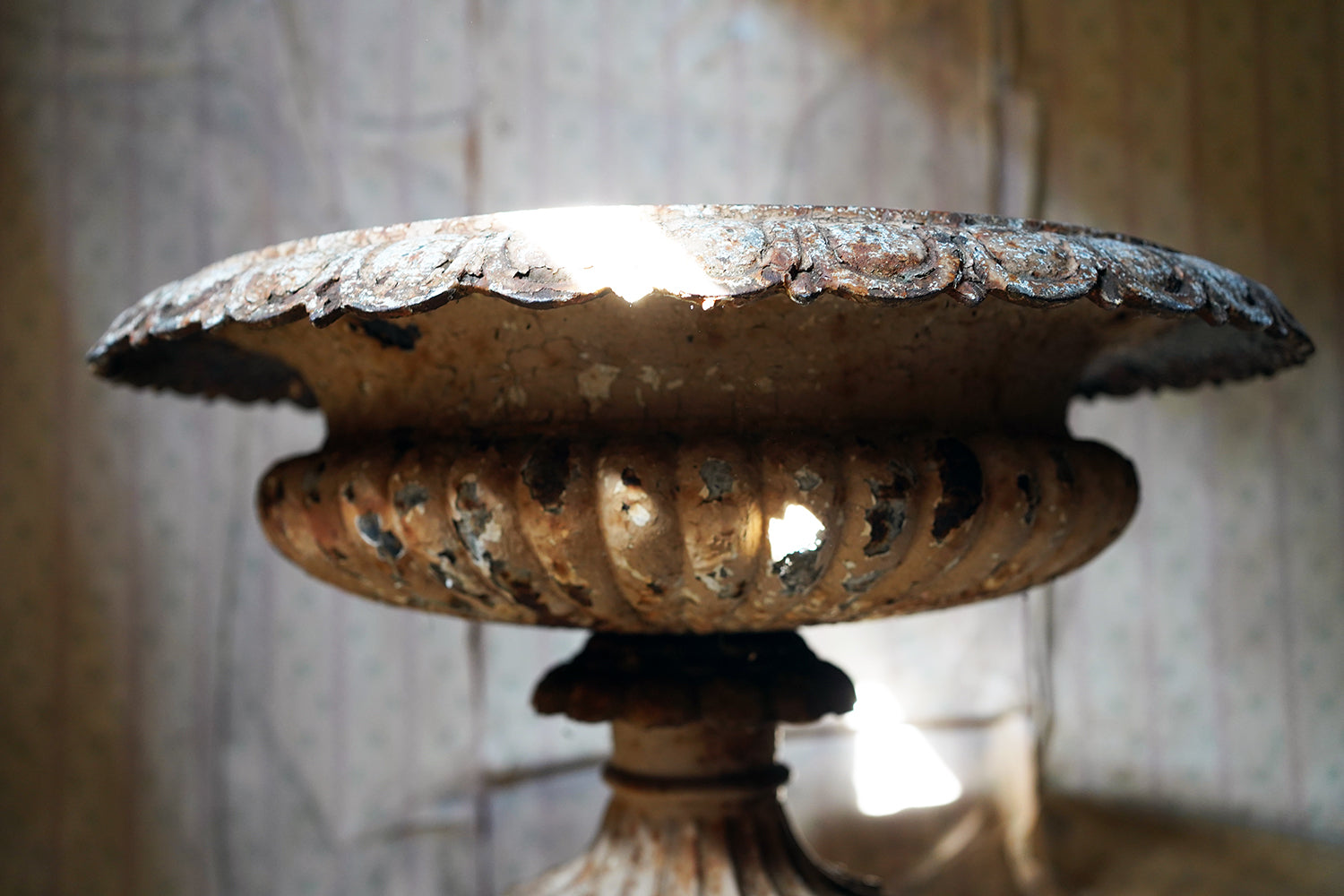 A Good Mid-Victorian Cast Iron Tazza Garden Urn & Stand c.1860-70