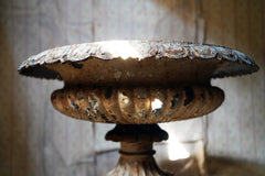 A Good Mid-Victorian Cast Iron Tazza Garden Urn & Stand c.1860-70