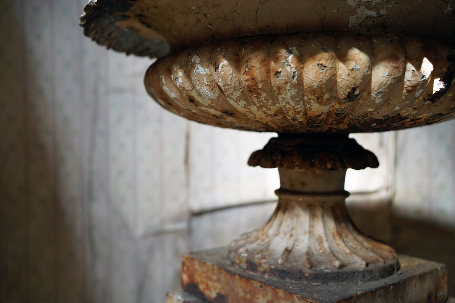 A Good Mid-Victorian Cast Iron Tazza Garden Urn & Stand c.1860-70