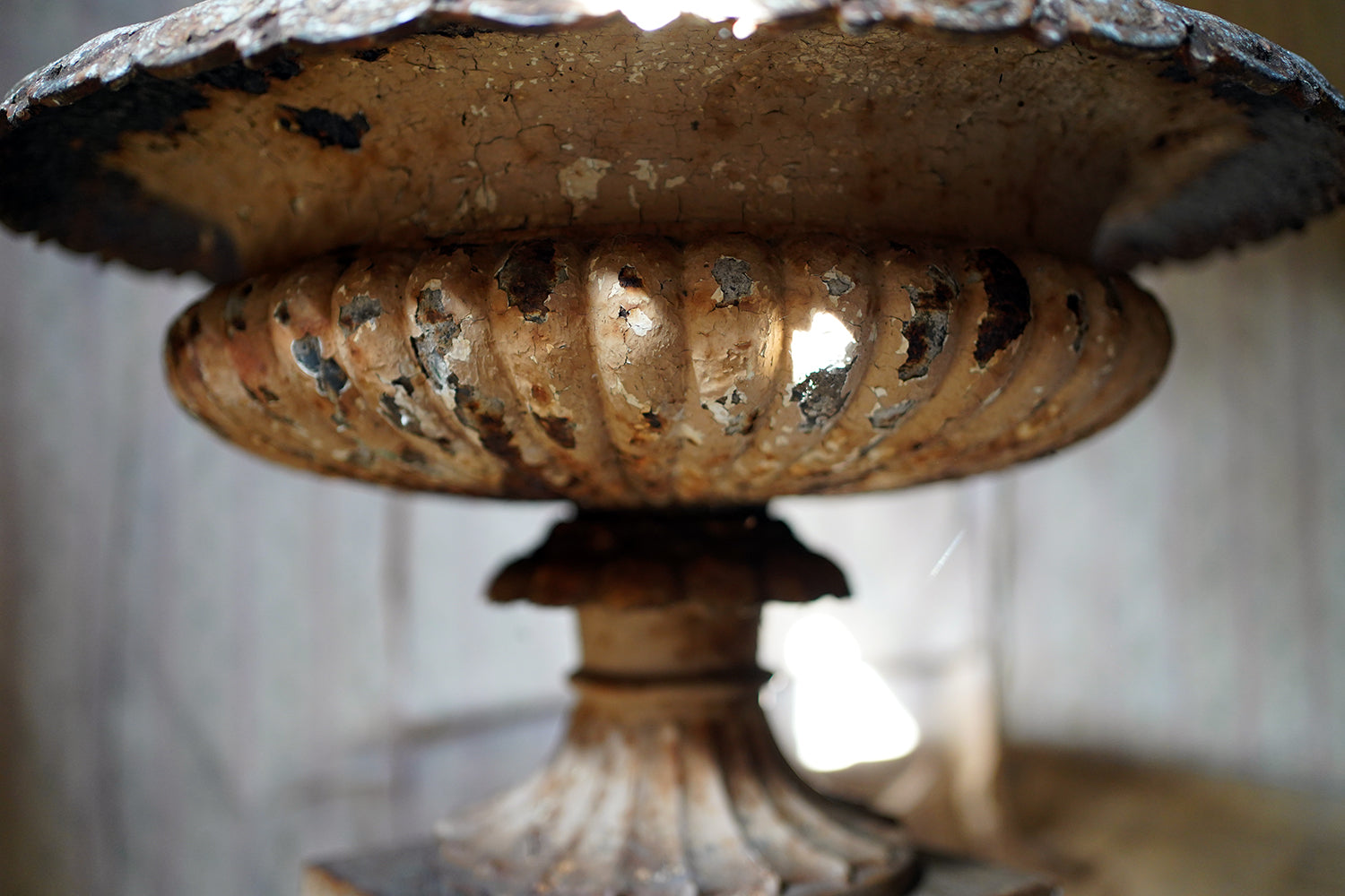 A Good Mid-Victorian Cast Iron Tazza Garden Urn & Stand c.1860-70