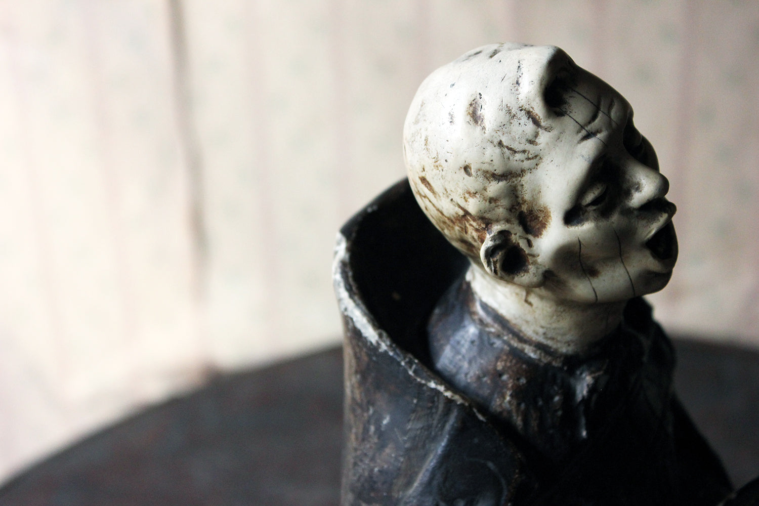 A 19thC Italian Painted Ceramic Figure of a Chanting Monk