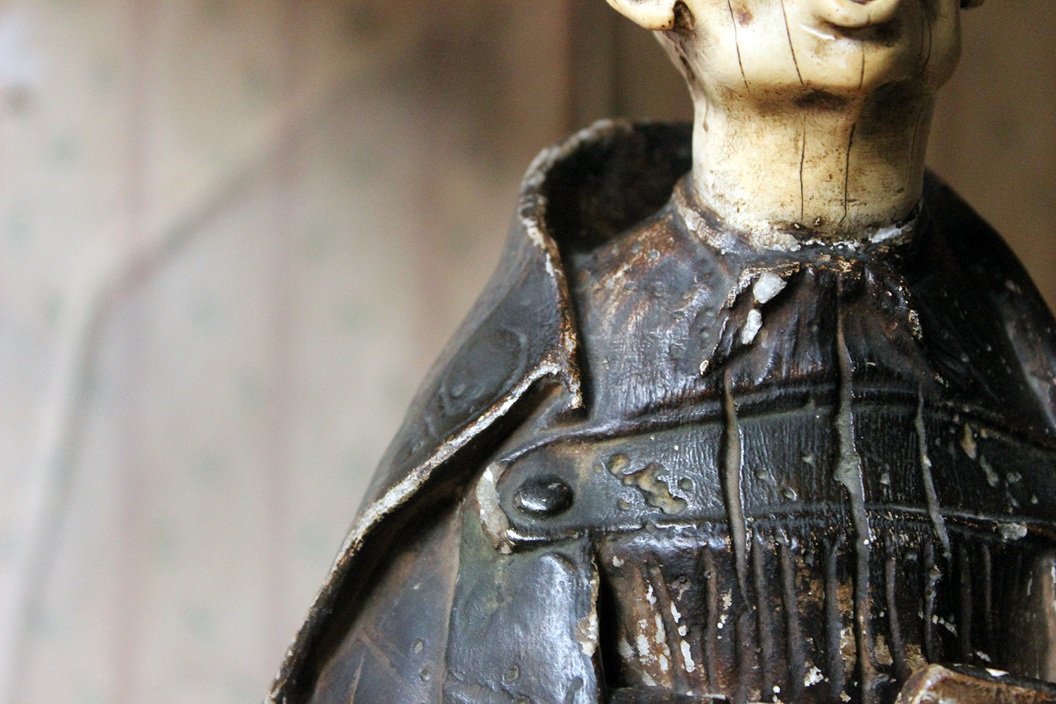 A 19thC Italian Painted Ceramic Figure of a Chanting Monk