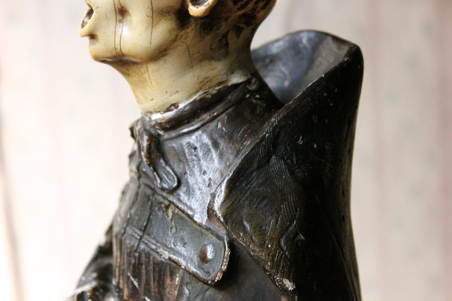 A 19thC Italian Painted Ceramic Figure of a Chanting Monk