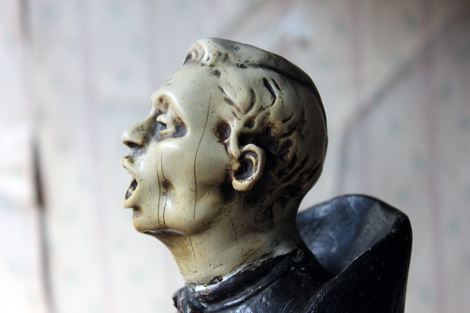 A 19thC Italian Painted Ceramic Figure of a Chanting Monk