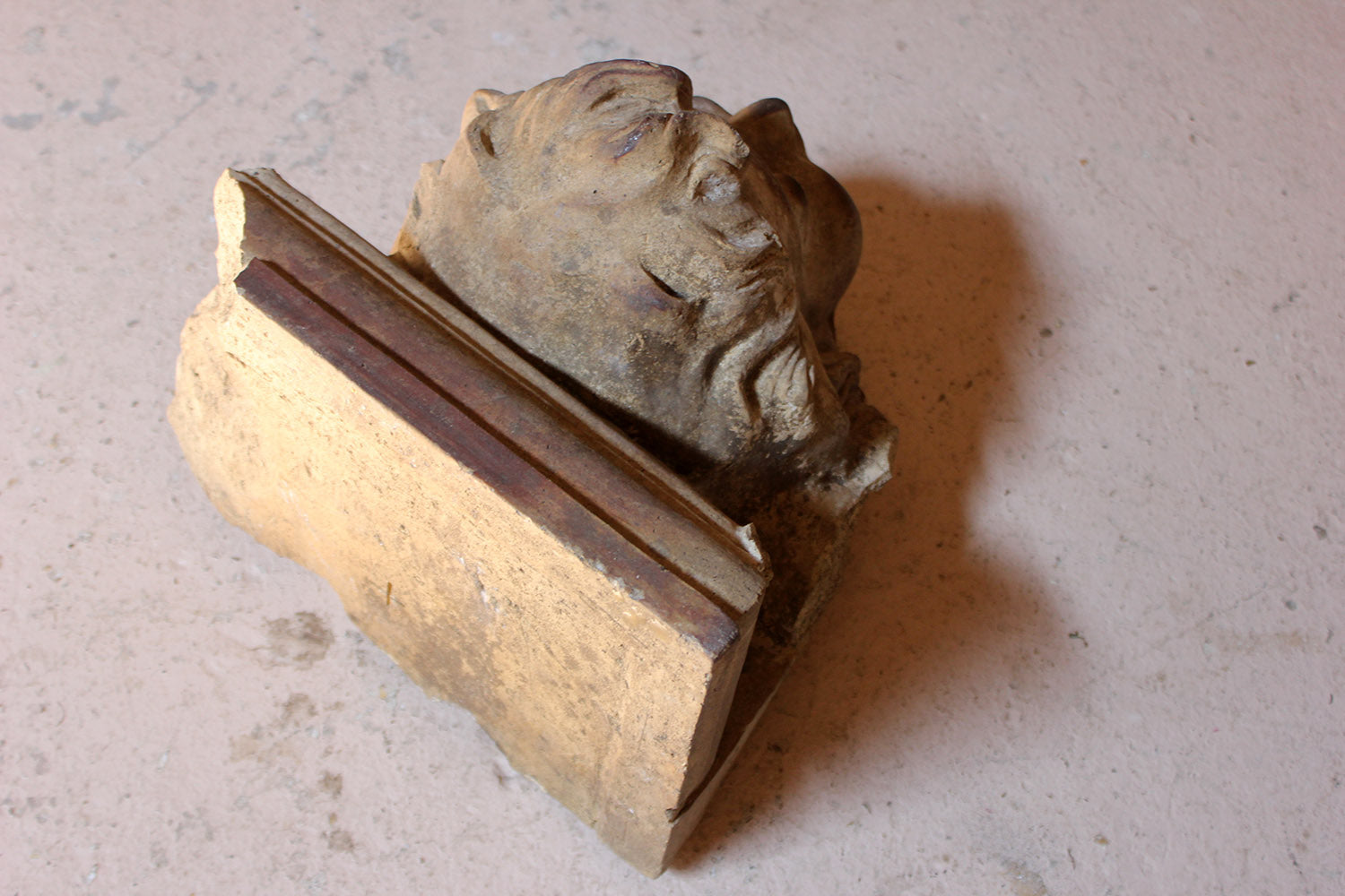 A 19thC Ecclesiastical Sculpted Stoneware Cherub Corbel Bracket c.1870
