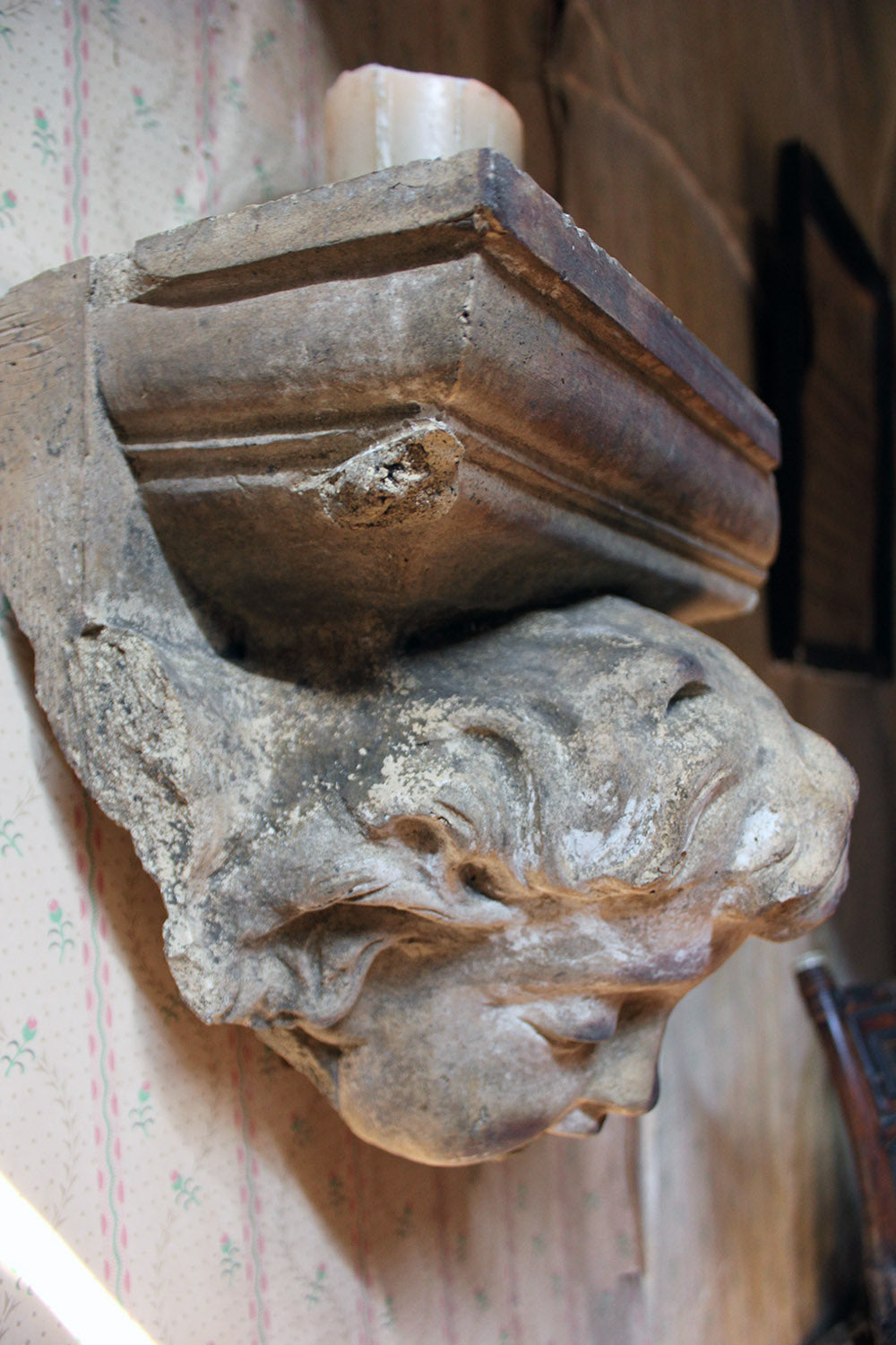 A 19thC Ecclesiastical Sculpted Stoneware Cherub Corbel Bracket c.1870
