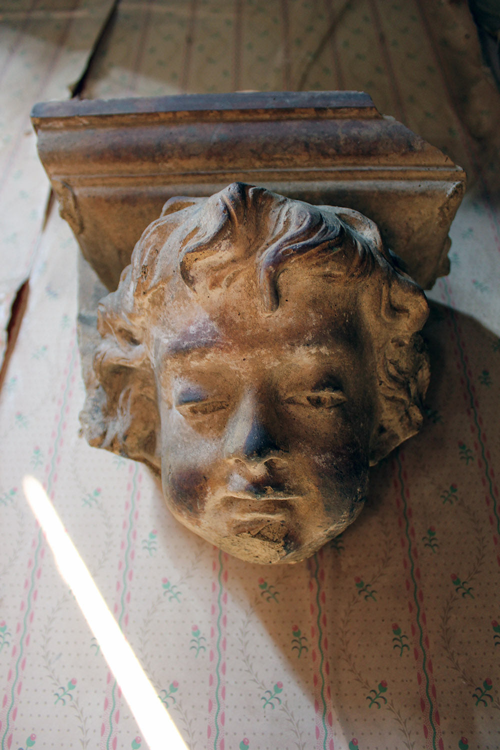 A 19thC Ecclesiastical Sculpted Stoneware Cherub Corbel Bracket c.1870