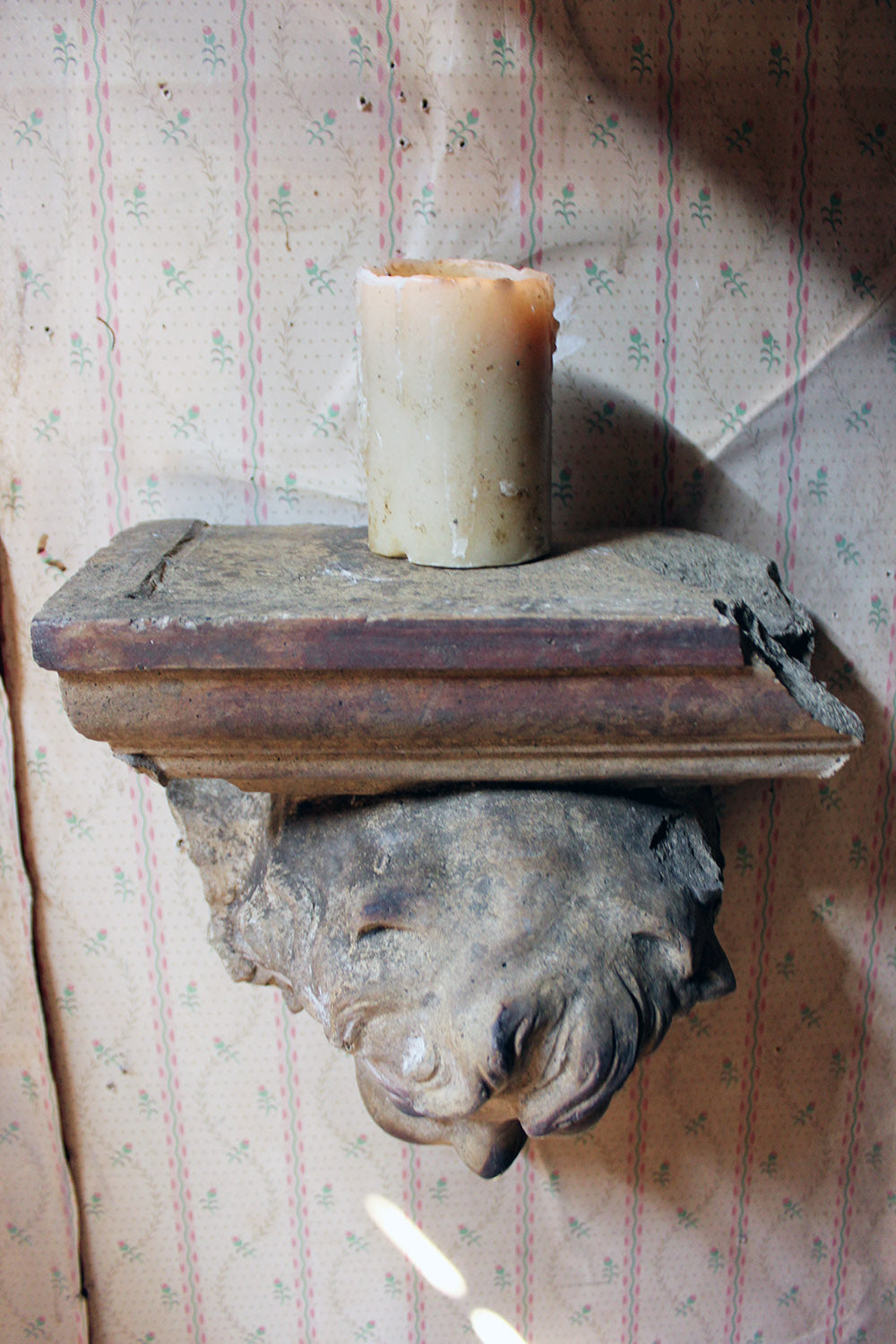 A 19thC Ecclesiastical Sculpted Stoneware Cherub Corbel Bracket c.1870