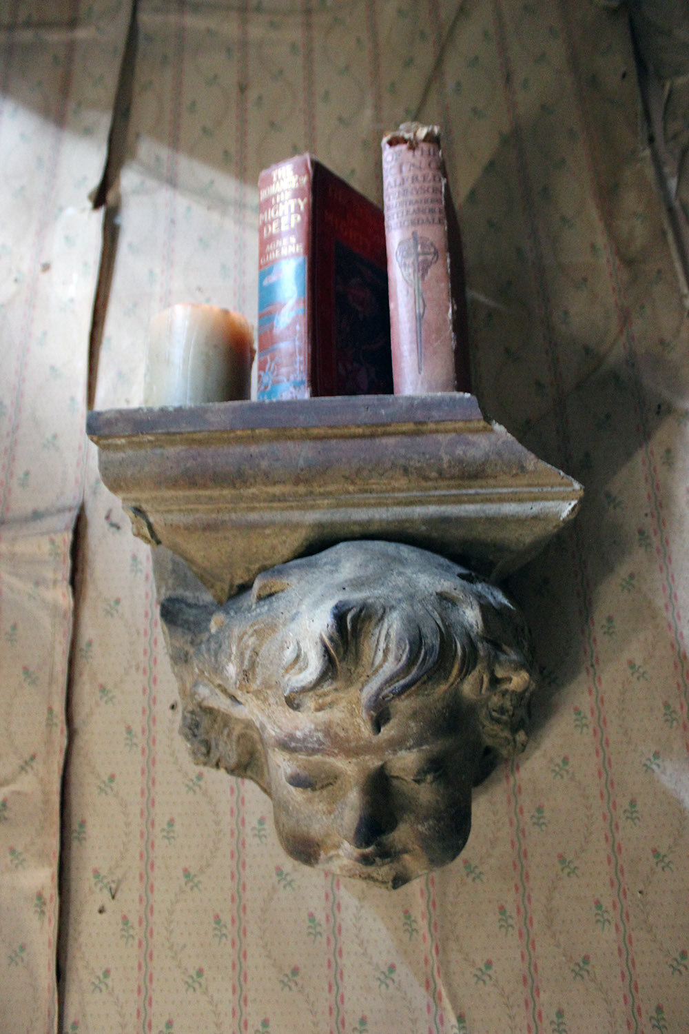 A 19thC Ecclesiastical Sculpted Stoneware Cherub Corbel Bracket c.1870