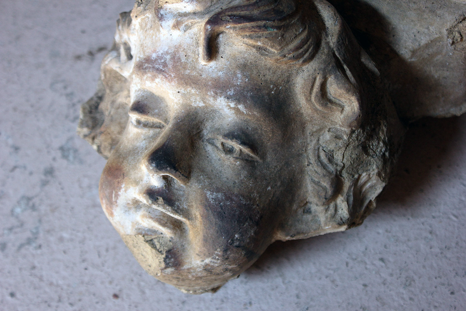 A 19thC Ecclesiastical Sculpted Stoneware Cherub Corbel Bracket c.1870